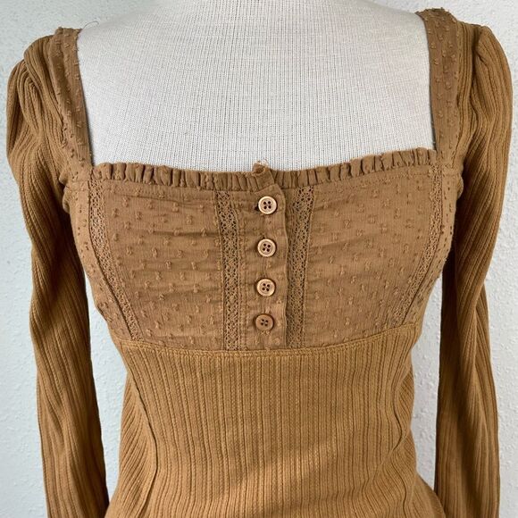 NWT Free People Inca Trail Brown Top - Picture 2 of 8